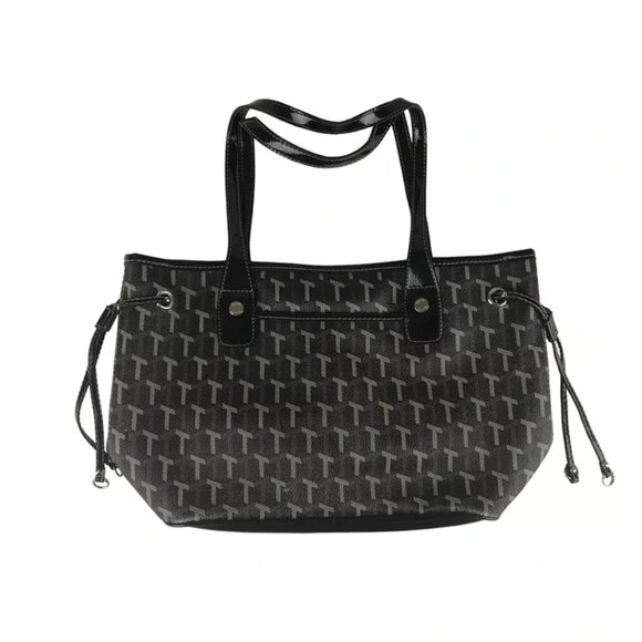 Tignanello Womens Black Gray Key Holder‎ Inner Pockets Tote Bag Size Medium - Picture 1 of 9